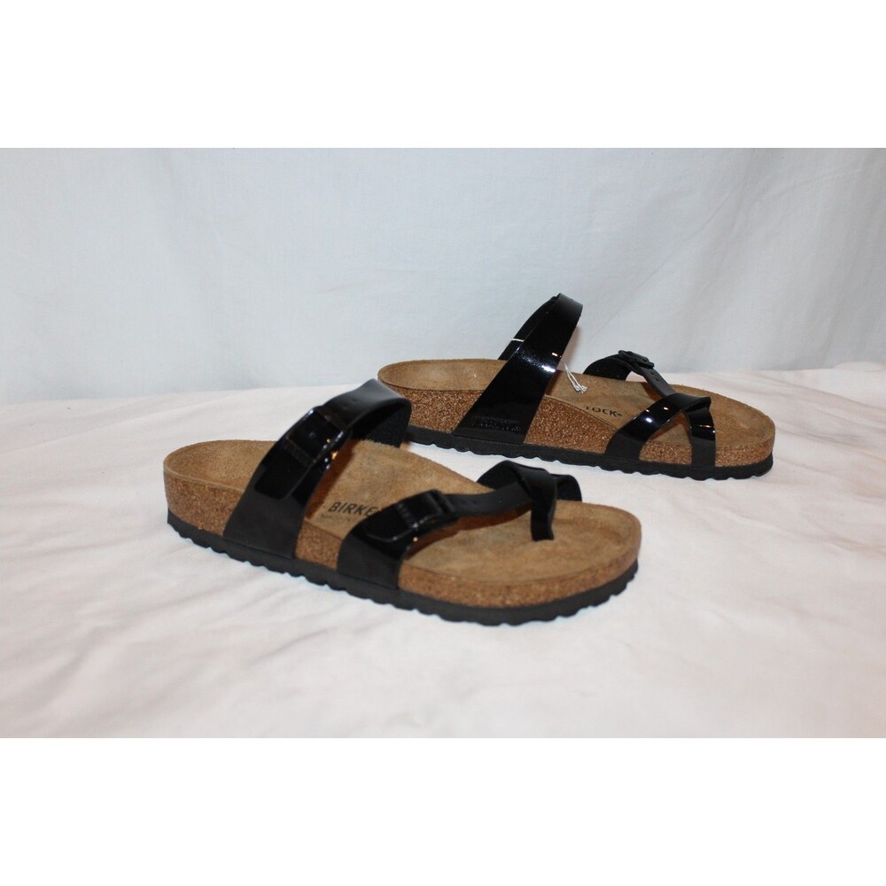 BIRKENSTOCK WOMEN'S MAYARI LEATHER SANDALS EU 38 NIB REGULAR BLACK